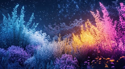 Fototapeta premium Enchanted Night Garden: A Dreamlike Nightscape