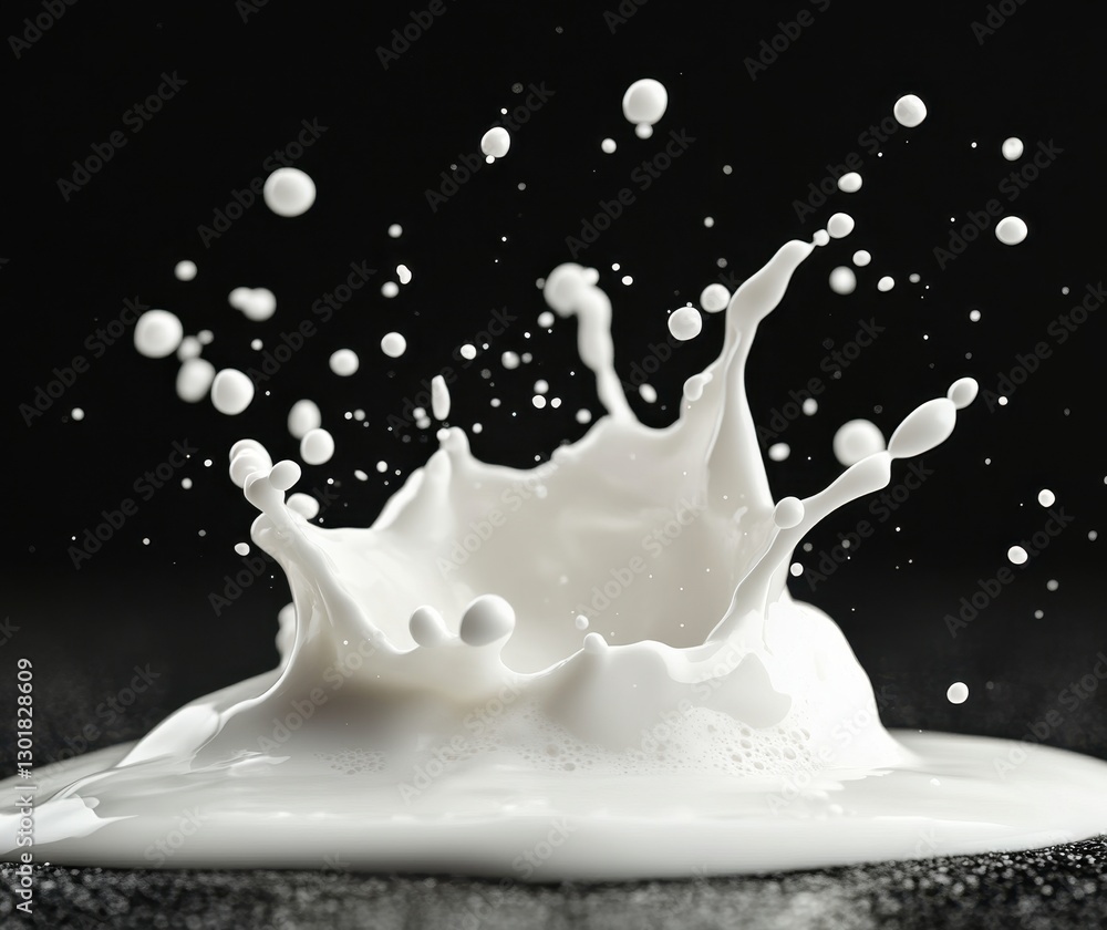 Poster stunning close-up of white liquid splashing against black background creating dynamic and engaging v