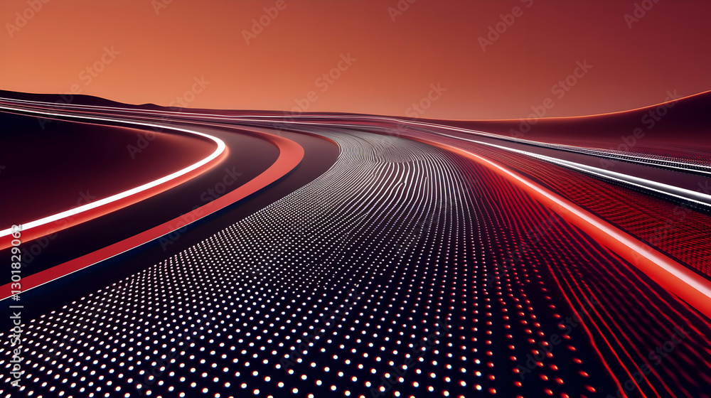 Poster abstract background 3d red lines dots waves
