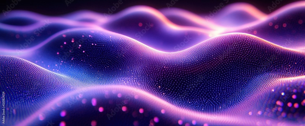 Poster abstract digital wave pattern with glowing particles