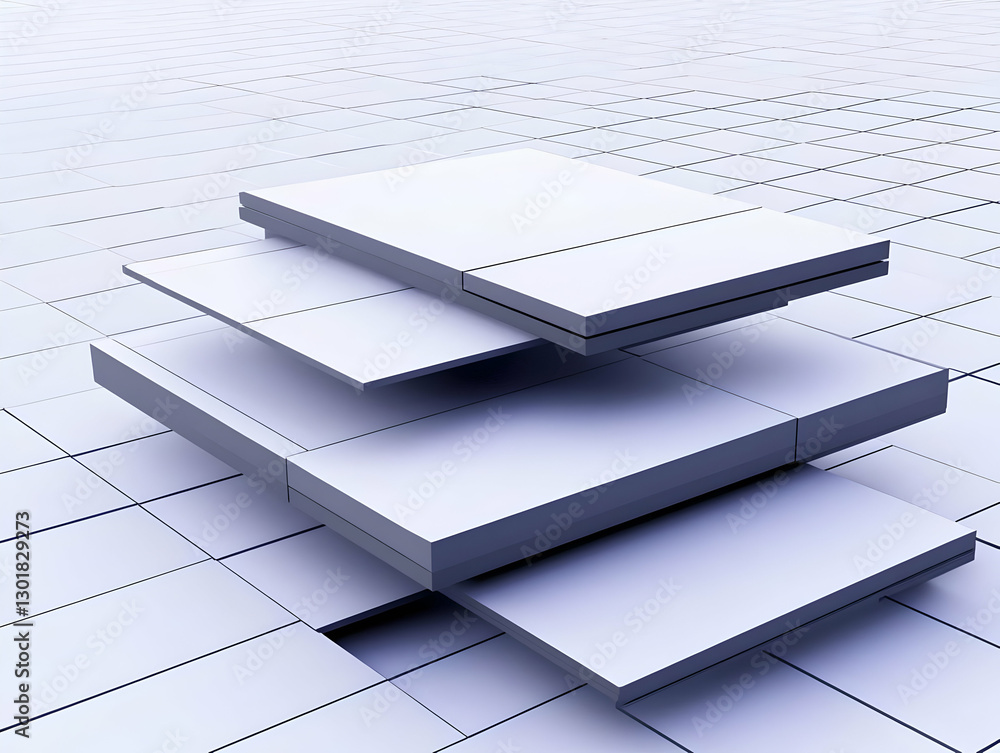Aufkleber 3d illustration abstract background design with geometric shapes and modern architecture