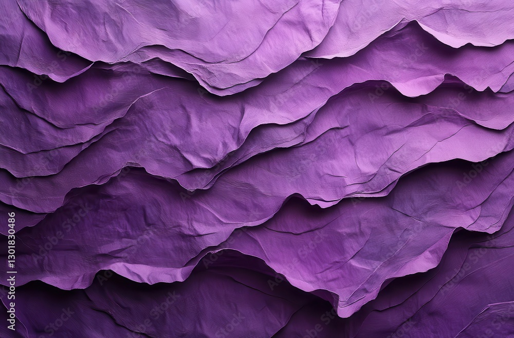 Poster textured purple paper background with undulating layers for creative design and artistic projects