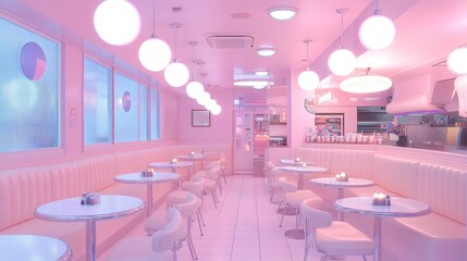 Pastel Pink Diner: A Dreamy Retro Eatery