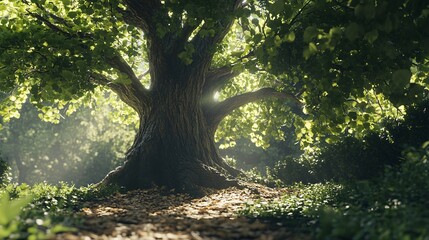 Fototapeta premium Tranquil Nature Therapy with Majestic Beech Tree in Summer | Adobe Stock