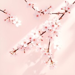 분홍 배경에 벚꽃