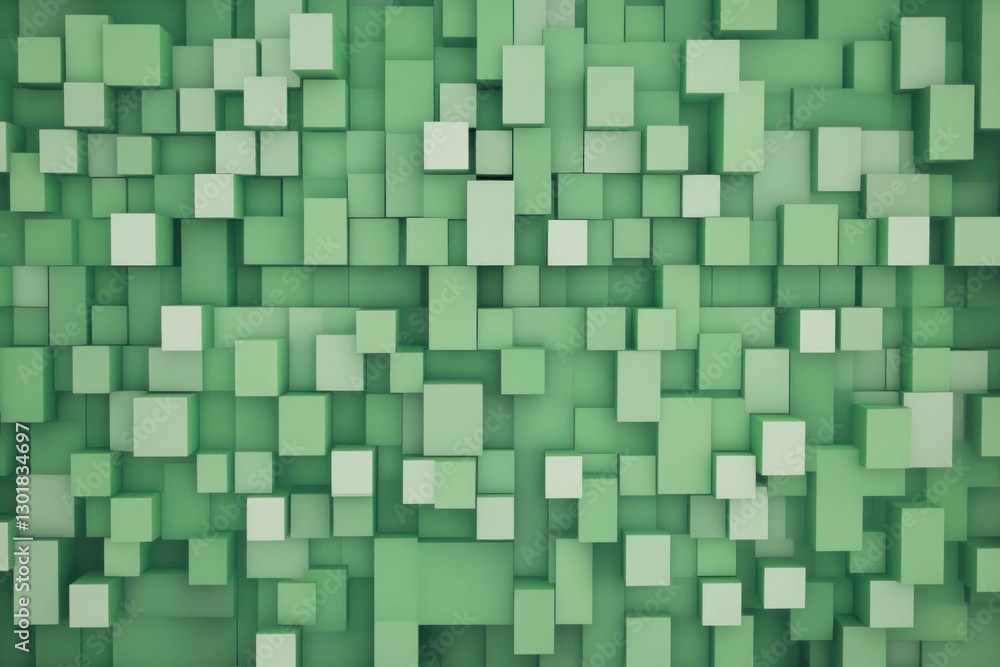 Poster abstract green background with d cubes, creating a modern and energetic atmosphere suitable for desi