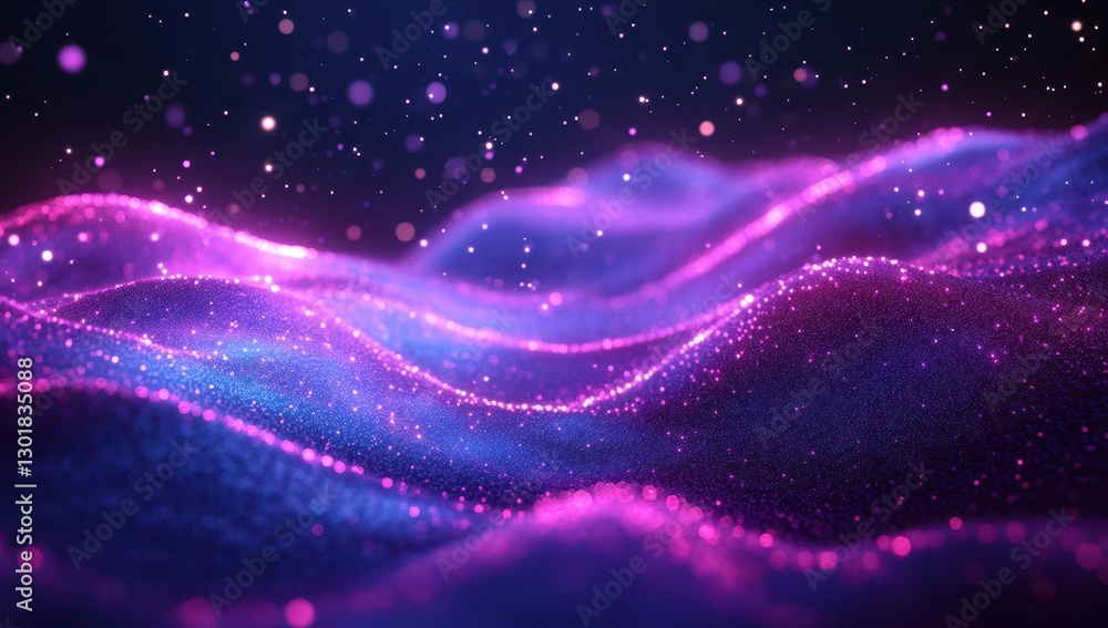 Poster vibrant abstract landscape with colorful light particles creating a dreamy and ethereal atmosphere i
