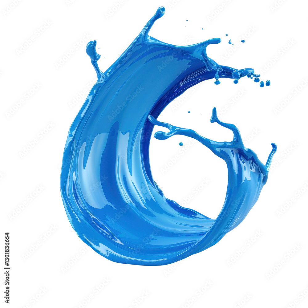 Poster vibrant splash of blue paint creates dynamic and energetic visual. fluid motion captures essence of 