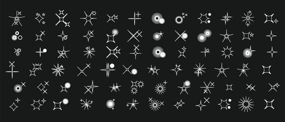 collection of Twinkle stars icon. Sparkle star, Shine and twinkle star Isolated on white background. vector illustration.
