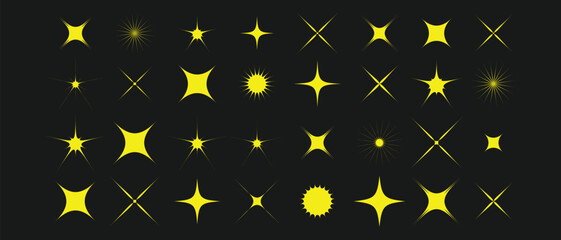 collection of Twinkle stars icon. Sparkle star, Shine and twinkle star Isolated on white background. vector illustration.