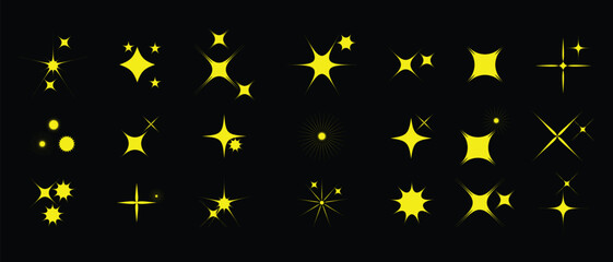collection of Twinkle stars icon. Sparkle star, Shine and twinkle star Isolated on white background. vector illustration.