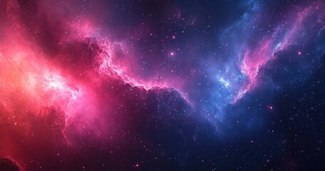 Obraz premium Vibrant Cosmic Nebula with Stunning Colors of Pink and Blue in a Starry Background, Perfect for Space and Universe Themes in Art and Design Projects