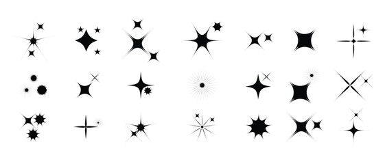 collection of Twinkle stars icon. Sparkle star, Shine and twinkle star Isolated on white background. vector illustration.