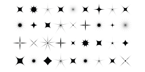 collection of Twinkle stars icon. Sparkle star, Shine and twinkle star Isolated on white background. vector illustration.
