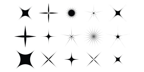 collection of Twinkle stars icon. Sparkle star, Shine and twinkle star Isolated on white background. vector illustration.