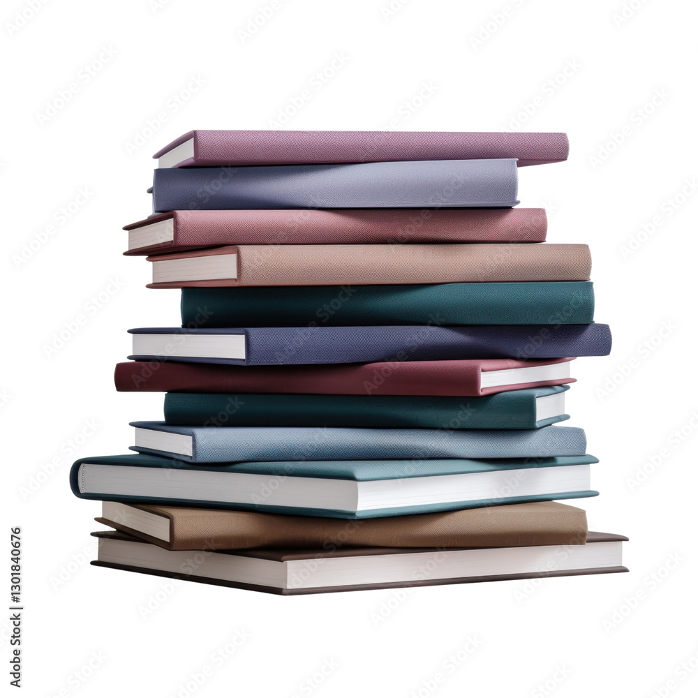 Poster stack of colorful books with varying textures and sizes, showcasing cozy reading atmosphere. perfect