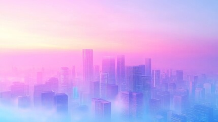 Dreamy Cityscape at Dawn: A Pastel Panorama