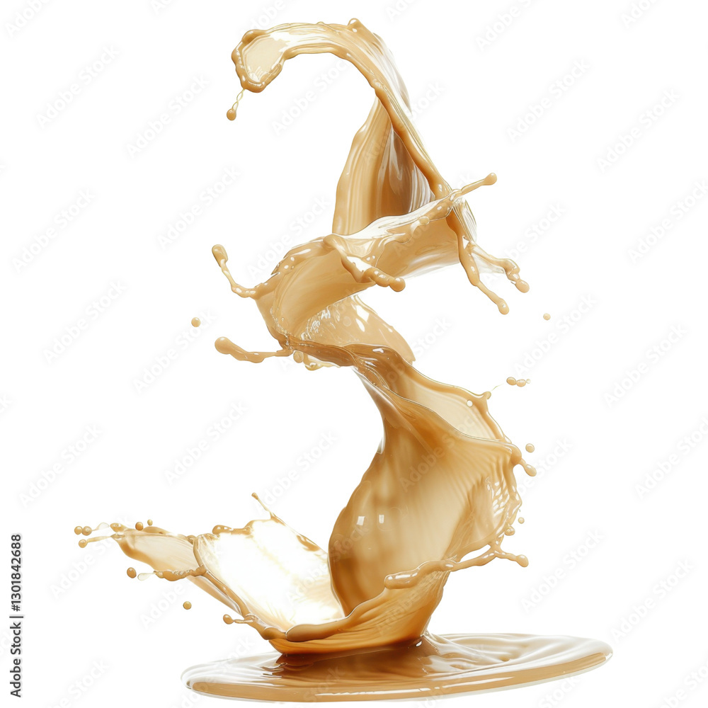 Poster liquid splash in motion, creating dynamic shapes and textures, showcasing creamy color and fluidity 