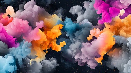 Fototapeta premium Vibrant Digital Painting of Intertwining Colorful Clouds AI Generated