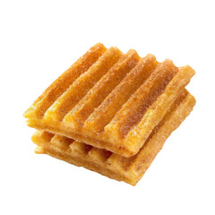 Fototapeta premium Crispy cinnamon sugar waffles stacked together, perfect for breakfast or dessert. These delicious treats are golden brown and have crunchy texture, making them irresistible