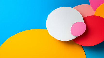 Abstract Colorful Circles Overlapping on Blue Background