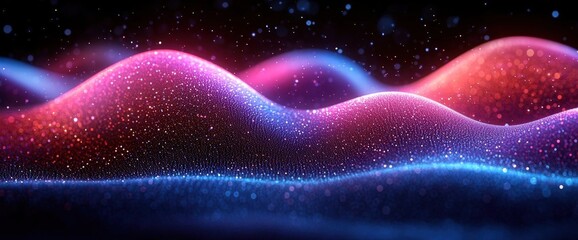 Abstract Colorful Glowing Particles Waves