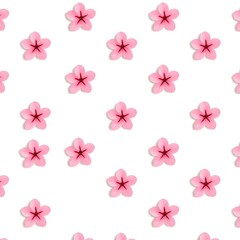 흰색 배경에 벚꽃의 패턴