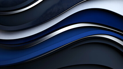 Abstract Navy Blue and Silver Waves Background