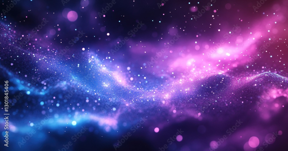 Poster vivid abstract background of stars and nebulas in deep space with blue and purple gradient and mysti