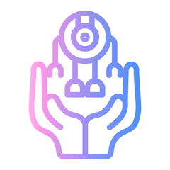 robot Line Gradient Icon