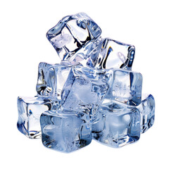 Obraz premium Fresh ice cubes stacked together, showcasing their clear, crystalline structure. Perfect for cooling beverages or adding refreshing touch to cocktails