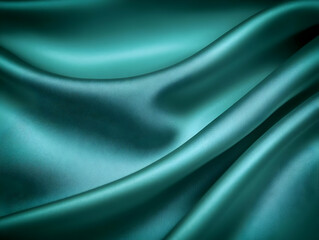 Photo - Teal Silk Fabric, Smooth, Elegant, Background, Texture, Flowing, Luxury, Satin, Cloth, Material