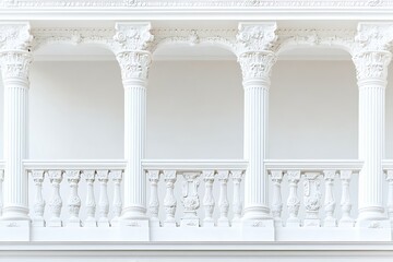 Fototapeta premium Exquisite White Columns and Balustrade Architecture