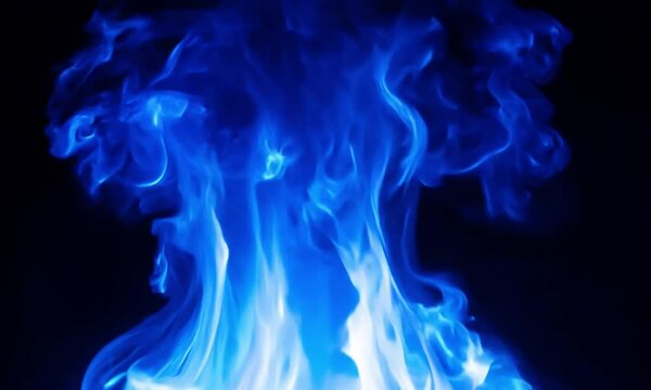 blue fire on black