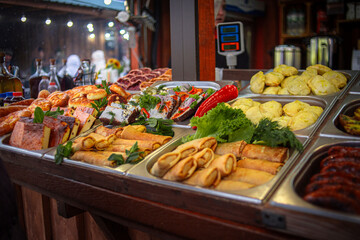 Delicious Food at a Market Stall
