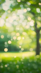 Fototapeta premium Abstract Background - Green Bokeh Nature Sunlight Forest Trees Blurred Garden Park