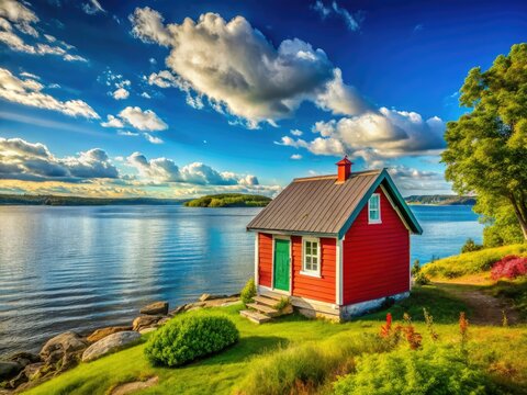 Stunning panoramic photos capture the Saint Lawrence River's breathtaking Quebec cabanon landscape.
