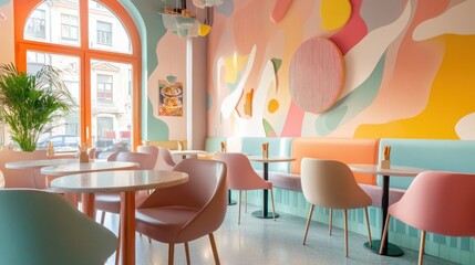Pastel Paradise: A Vibrant Cafe Interior Design