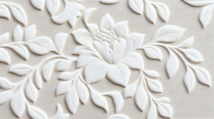 Elegant White Lace Floral Pattern Wallpaper Texture