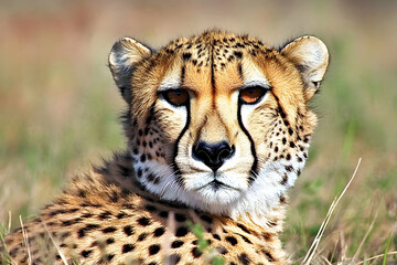 Photo Majestic Cheetah Wildlife, Feline Predator, African Savannah, Nature Photography