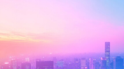 Fototapeta premium Dreamy Cityscape at Dawn: A Pastel Panorama