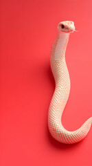 Fototapeta premium 3D Illustration Pink Snake Scales Red Background Reptile Render