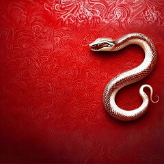 Obraz premium Illustration - Red Abstract Background with Silver Snake