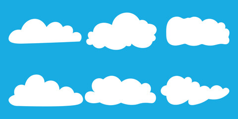 Cartoon clouds white set. set of different cloud. Big set of vector cartoon clouds. 