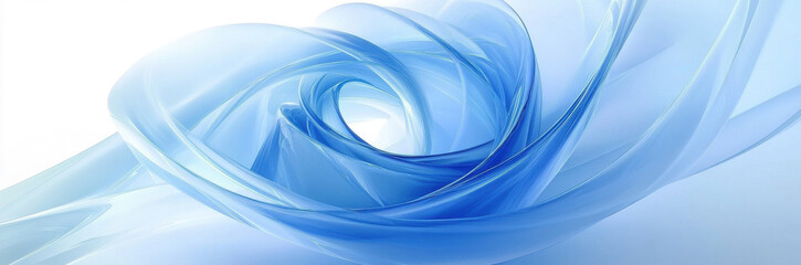 Soft blue abstract swirl design with flowing curves and light reflections, creating serene and calming atmosphere