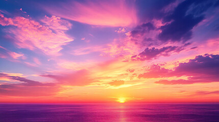 Stunning sunset sky with vibrant colors perfect for backgrounds in travel blogs, greeting cards, or nature-themed designs. Ideal for relaxation and inspiration.