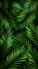 Tropical Background Illustration Lush Green Palm Leaves