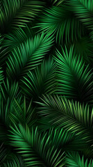 Illustration Lush Green Tropical Palm Leaves Background