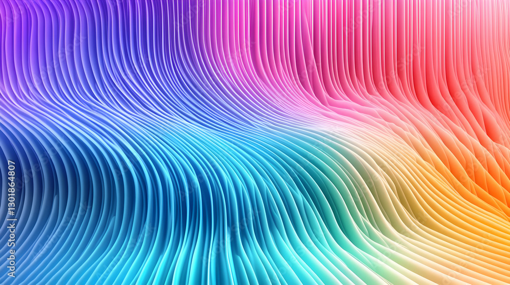 Poster 3d abstract background - colorful wavy lines, flowing shapes, dynamic design