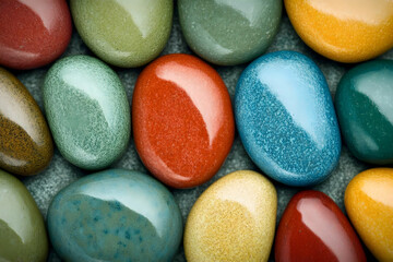 Photo Colorful Pebbles Smooth Texture Vibrant Background